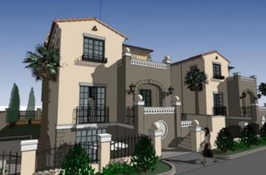 Sketchup别墅模型|双拼别墅，古典风格，托斯卡纳风格-BIM建筑网