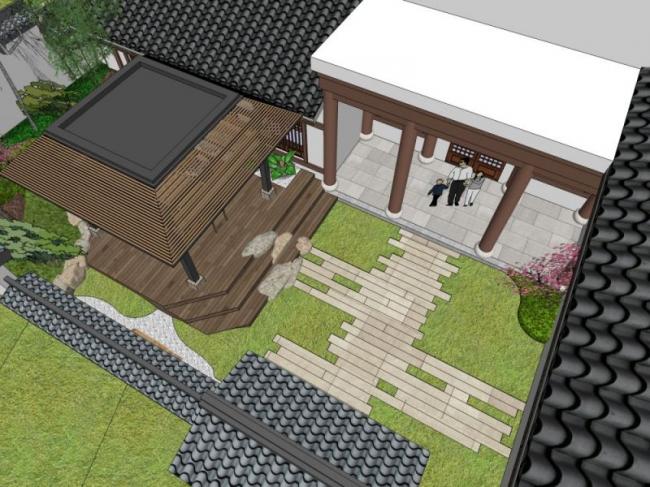 Sketchup别墅模型|叠拼别墅,中式风格 Sketchup别墅模型|叠拼别墅,中式风格