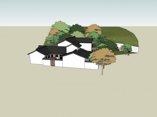 Sketchup别墅模型|叠拼别墅,中式风格 Sketchup别墅模型|叠拼别墅,中式风格