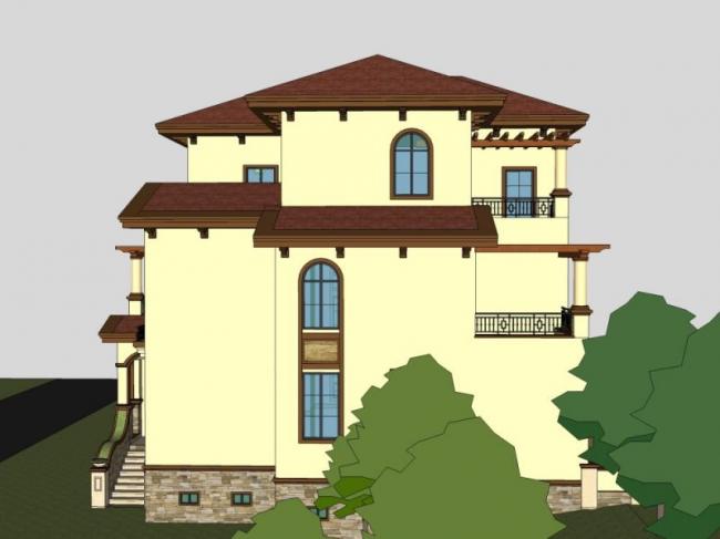 Sketchup别墅模型|独栋别墅,古典风格 Sketchup别墅模型|独栋别墅,古典风格