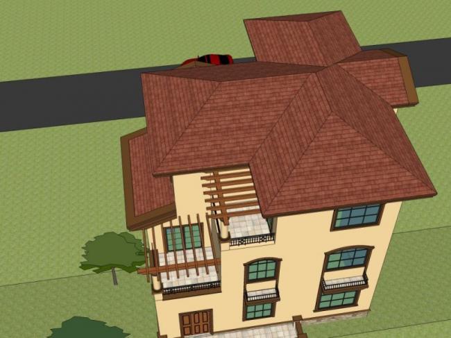 Sketchup别墅模型|独栋别墅,古典风格 Sketchup别墅模型|独栋别墅,古典风格