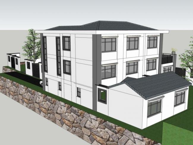 Sketchup别墅模型|独栋别墅,现代中式风格 Sketchup别墅模型|独栋别墅,现代中式风格