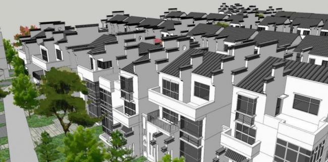 Sketchup别墅模型|别墅群,徽派民居 Sketchup别墅模型|别墅群,徽派民居