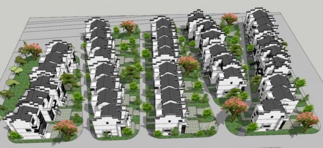 Sketchup别墅模型|别墅群,徽派民居 Sketchup别墅模型|别墅群,徽派民居
