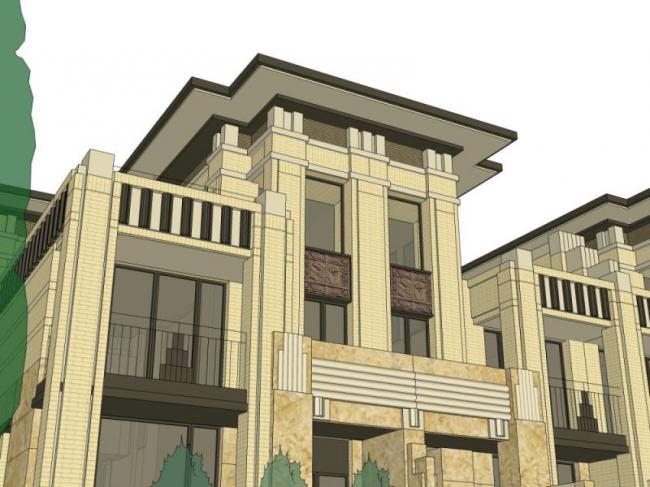 Sketchup别墅模型|联排别墅,现代风格 Sketchup别墅模型|联排别墅,现代风格