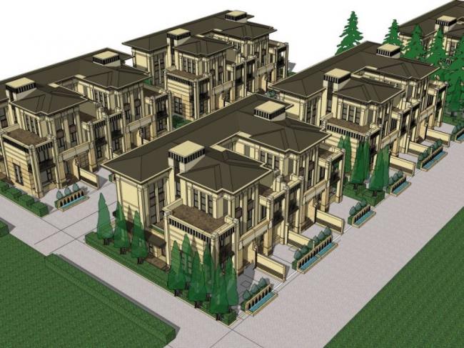 Sketchup别墅模型|联排别墅,现代风格 Sketchup别墅模型|联排别墅,现代风格