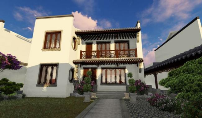 Sketchup别墅模型|独栋别墅,现代中式风格 Sketchup别墅模型|独栋别墅,现代中式风格