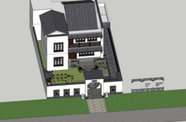 Sketchup别墅模型|独栋别墅，现代中式风格-BIM建筑网