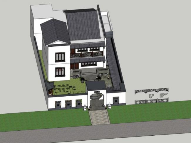 Sketchup别墅模型|独栋别墅,现代中式风格 Sketchup别墅模型|独栋别墅,现代中式风格