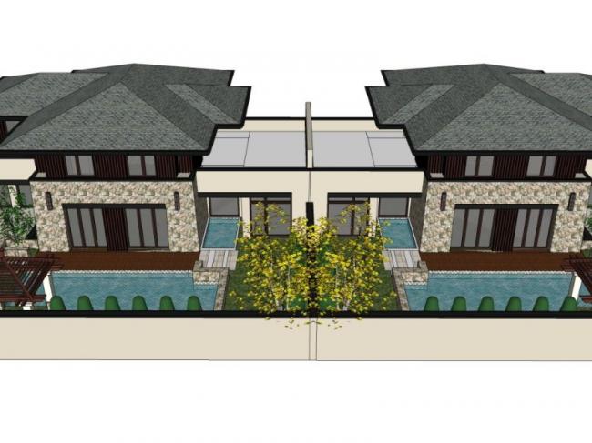Sketchup别墅模型|双拼别墅,现代风格 Sketchup别墅模型|双拼别墅,现代风格