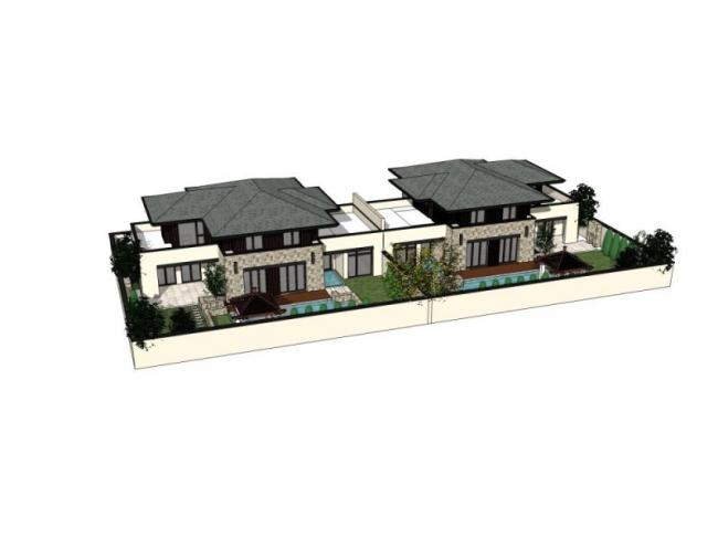 Sketchup别墅模型|双拼别墅,现代风格 Sketchup别墅模型|双拼别墅,现代风格