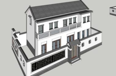 Sketchup别墅模型|独栋别墅，现代中式风格-BIM建筑网
