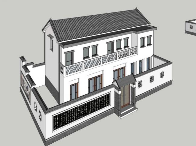 Sketchup别墅模型|独栋别墅,现代中式风格 Sketchup别墅模型|独栋别墅,现代中式风格