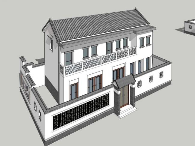 Sketchup别墅模型|独栋别墅,现代中式风格 Sketchup别墅模型|独栋别墅,现代中式风格