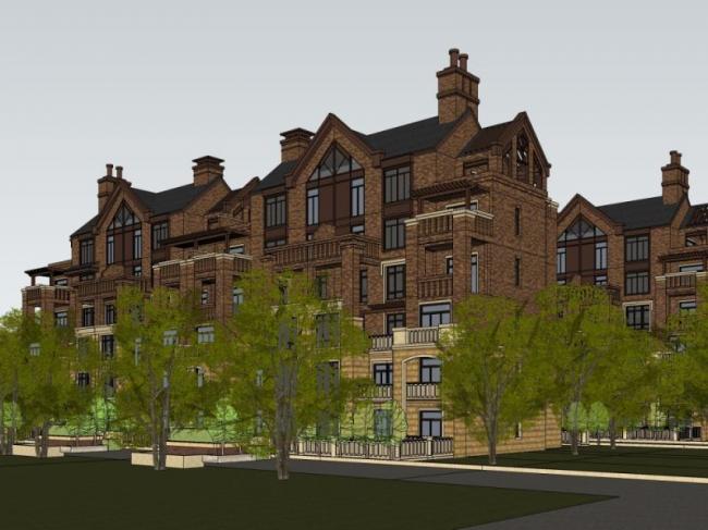 Sketchup别墅模型|联排别墅,古典风格 Sketchup别墅模型|联排别墅,古典风格