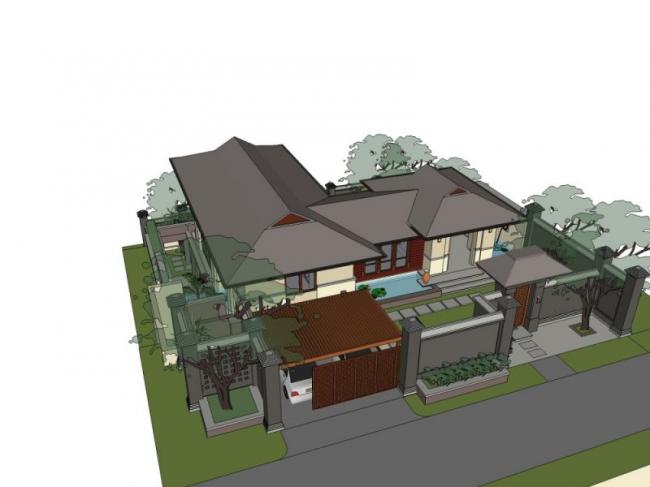 Sketchup别墅模型|独栋别墅,现代风格 Sketchup别墅模型|独栋别墅,现代风格