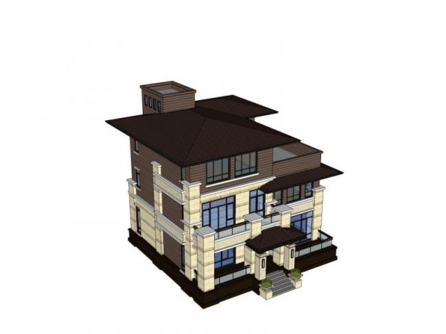 Sketchup别墅模型|独栋别墅,现代风格 Sketchup别墅模型|独栋别墅,现代风格