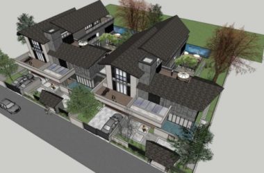 Sketchup别墅模型|双拼别墅，现代中式风格-BIM建筑网