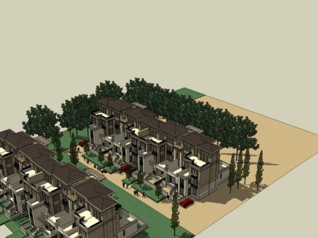 Sketchup别墅模型|联排别墅,现代风格 Sketchup别墅模型|联排别墅,现代风格