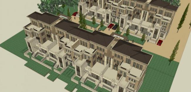 Sketchup别墅模型|联排别墅,现代风格 Sketchup别墅模型|联排别墅,现代风格