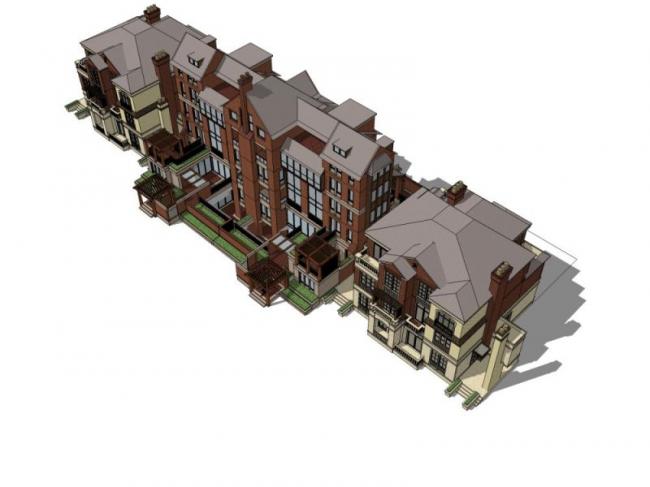 Sketchup别墅模型|联排别墅,欧式风格 Sketchup别墅模型|联排别墅,欧式风格