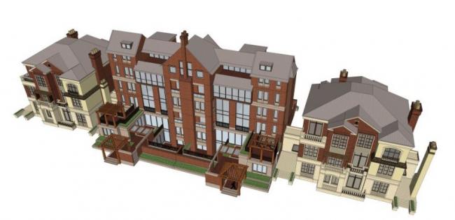 Sketchup别墅模型|联排别墅,欧式风格 Sketchup别墅模型|联排别墅,欧式风格