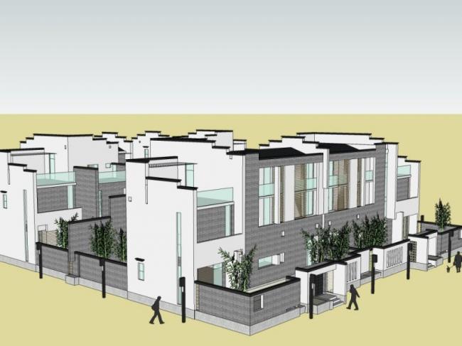 Sketchup别墅模型|联排别墅,中式风格 Sketchup别墅模型|联排别墅,中式风格