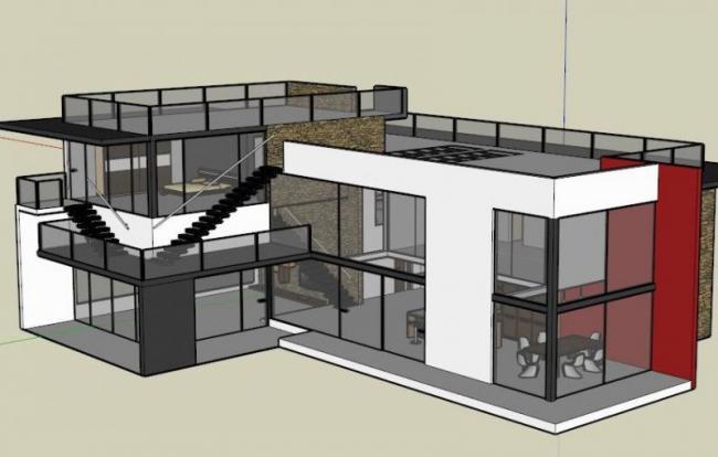 Sketchup别墅模型|独栋别墅,现代风格 Sketchup别墅模型|独栋别墅,现代风格