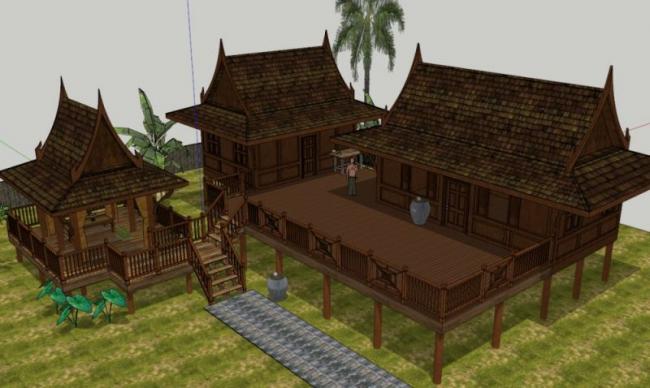 Sketchup别墅模型|度假小木屋,现代风格 Sketchup别墅模型|度假小木屋,现代风格