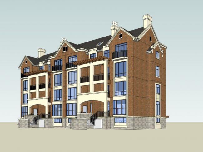 Sketchup别墅模型|联排别墅,现代风格 Sketchup别墅模型|联排别墅,现代风格