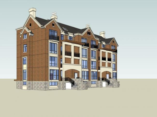 Sketchup别墅模型|联排别墅,现代风格 Sketchup别墅模型|联排别墅,现代风格