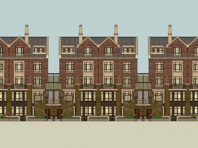 Sketchup别墅模型|联排别墅,英式风格 Sketchup别墅模型|联排别墅,英式风格