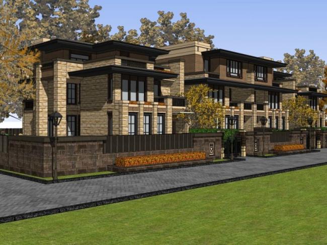 Sketchup别墅模型|双拼别墅,现代风格 Sketchup别墅模型|双拼别墅,现代风格