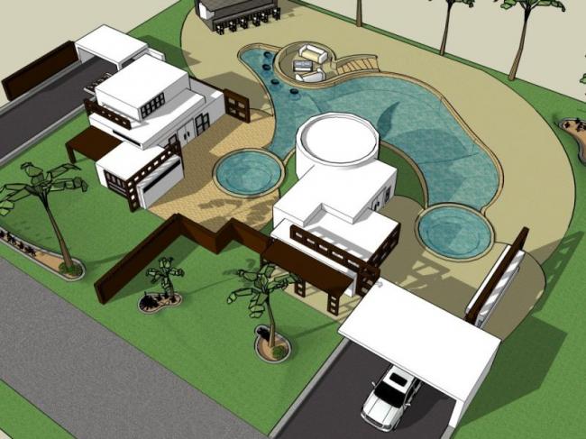 Sketchup别墅模型|独栋别墅,现代风格 Sketchup别墅模型|独栋别墅,现代风格