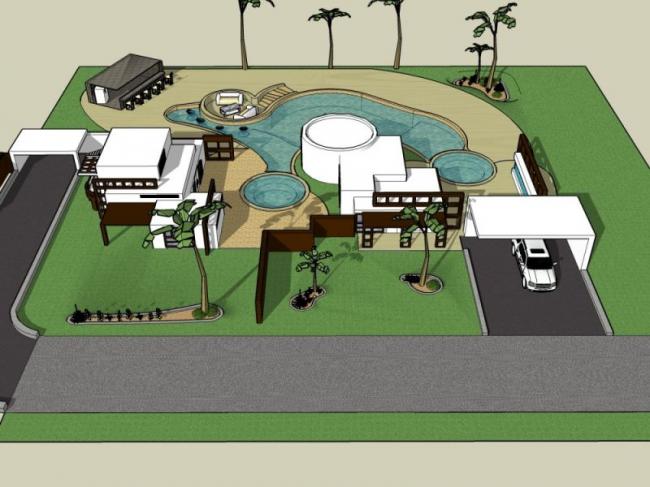 Sketchup别墅模型|独栋别墅,现代风格 Sketchup别墅模型|独栋别墅,现代风格