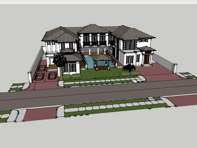 Sketchup别墅模型|独栋别墅,中式风格 Sketchup别墅模型|独栋别墅,中式风格