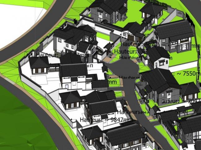 Sketchup别墅模型|别墅群,中式风格 Sketchup别墅模型|别墅群,中式风格