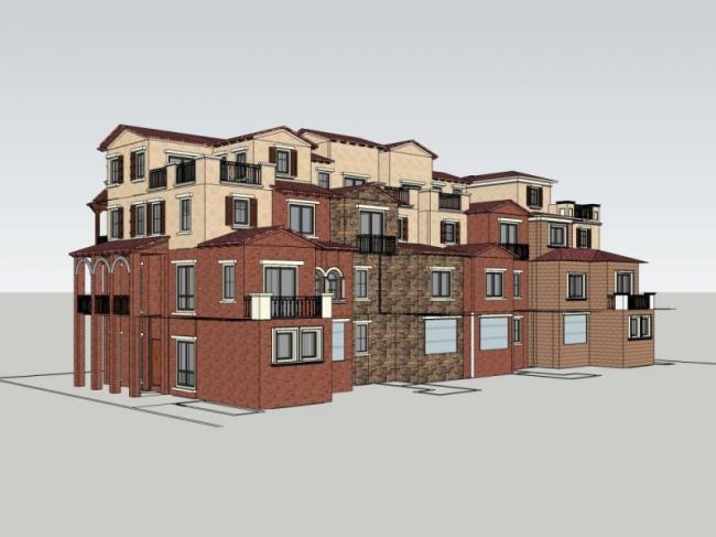 Sketchup别墅模型|叠拼别墅,现代风格 Sketchup别墅模型|叠拼别墅,现代风格