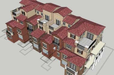 Sketchup别墅模型|叠拼别墅，现代风格-BIM建筑网