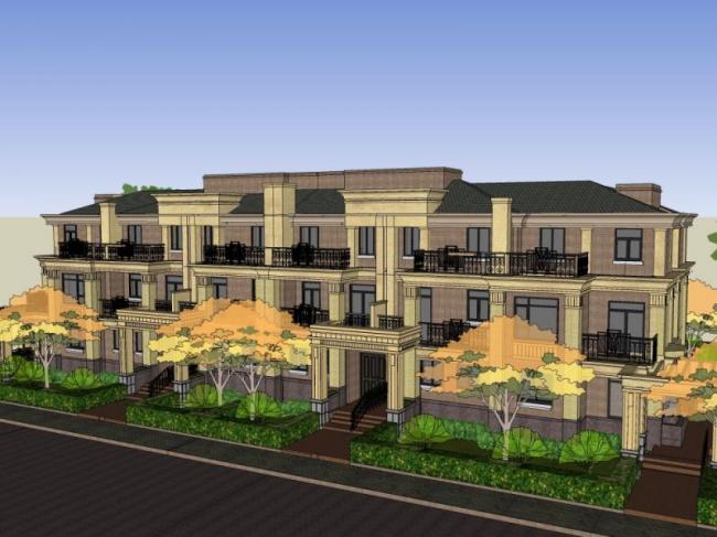 Sketchup别墅模型|联排别墅,古典风格 Sketchup别墅模型|联排别墅,古典风格