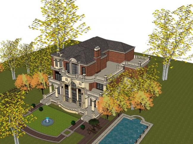 Sketchup别墅模型|独栋别墅,古典风格 Sketchup别墅模型|独栋别墅,古典风格