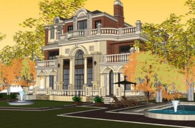 Sketchup别墅模型|独栋别墅，古典风格-BIM建筑网