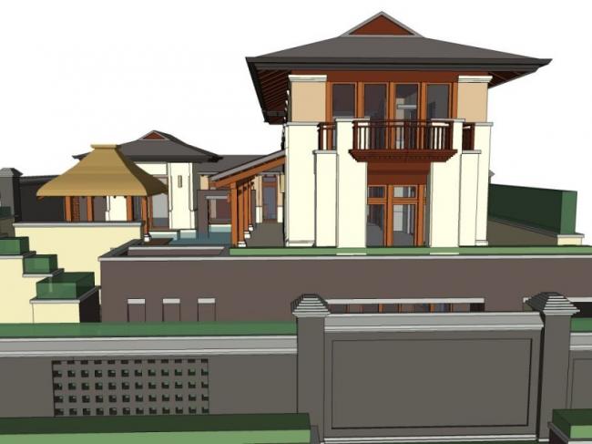 Sketchup别墅模型|叠拼别墅,现代中式风格 Sketchup别墅模型|叠拼别墅,现代中式风格