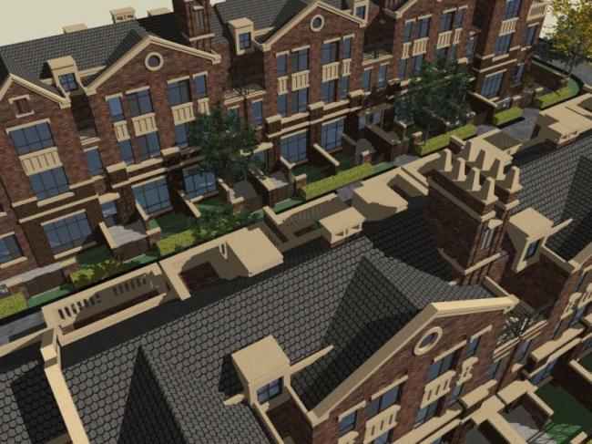 Sketchup别墅模型|联排别墅,古典风格 Sketchup别墅模型|联排别墅,古典风格