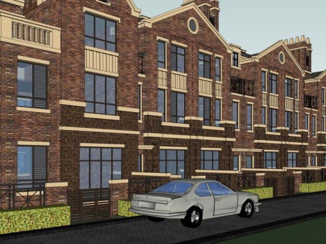 Sketchup别墅模型|联排别墅,古典风格 Sketchup别墅模型|联排别墅,古典风格