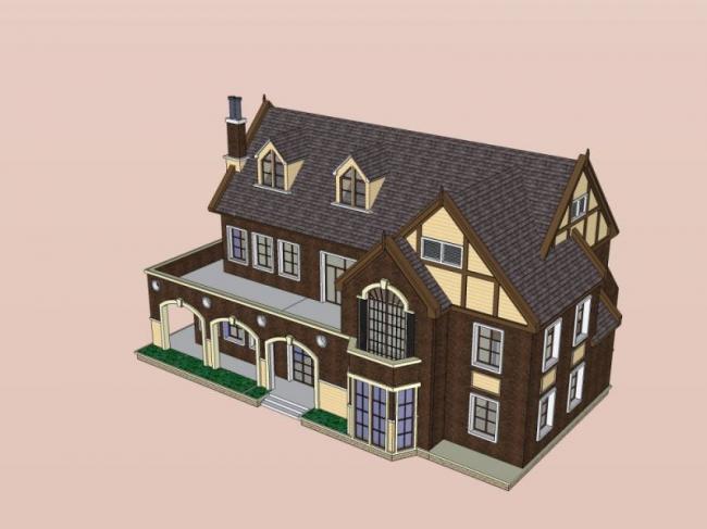 Sketchup别墅模型|独栋别墅,古典风格 Sketchup别墅模型|独栋别墅,古典风格
