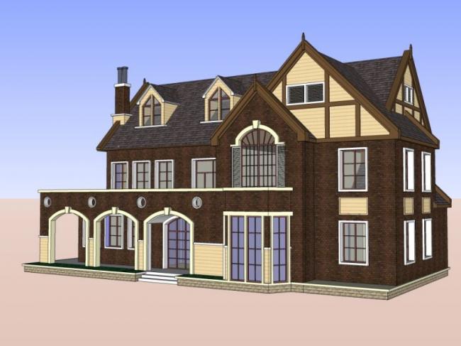 Sketchup别墅模型|独栋别墅,古典风格 Sketchup别墅模型|独栋别墅,古典风格