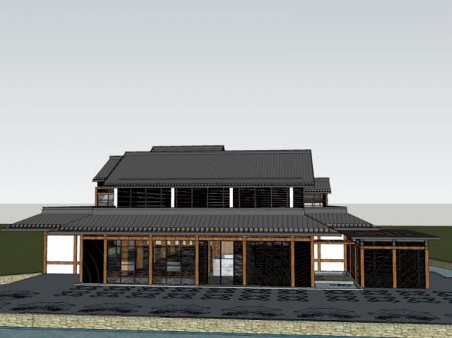 Sketchup别墅模型|独栋别墅,现代中式风格 Sketchup别墅模型|独栋别墅,现代中式风格