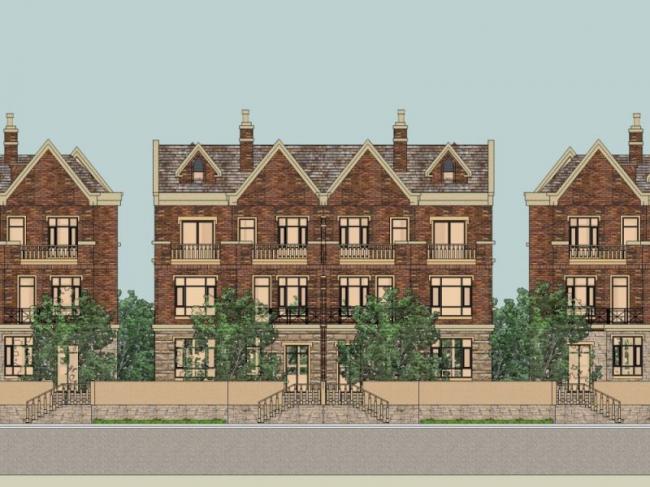 Sketchup别墅模型|联排别墅,古典风格 Sketchup别墅模型|联排别墅,古典风格