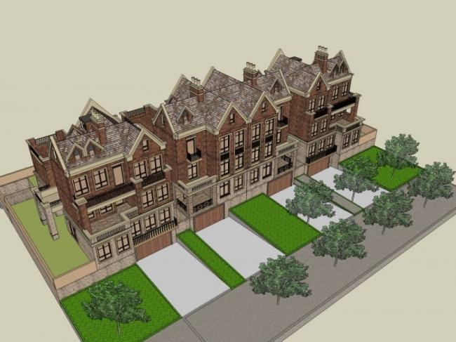 Sketchup别墅模型|联排别墅,古典风格 Sketchup别墅模型|联排别墅,古典风格